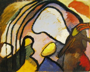 Wassily Kandinsky: Studio per improvvisazione 10, anno 1910, olio su cartone, 56 x 71 cm., Collezione privata.